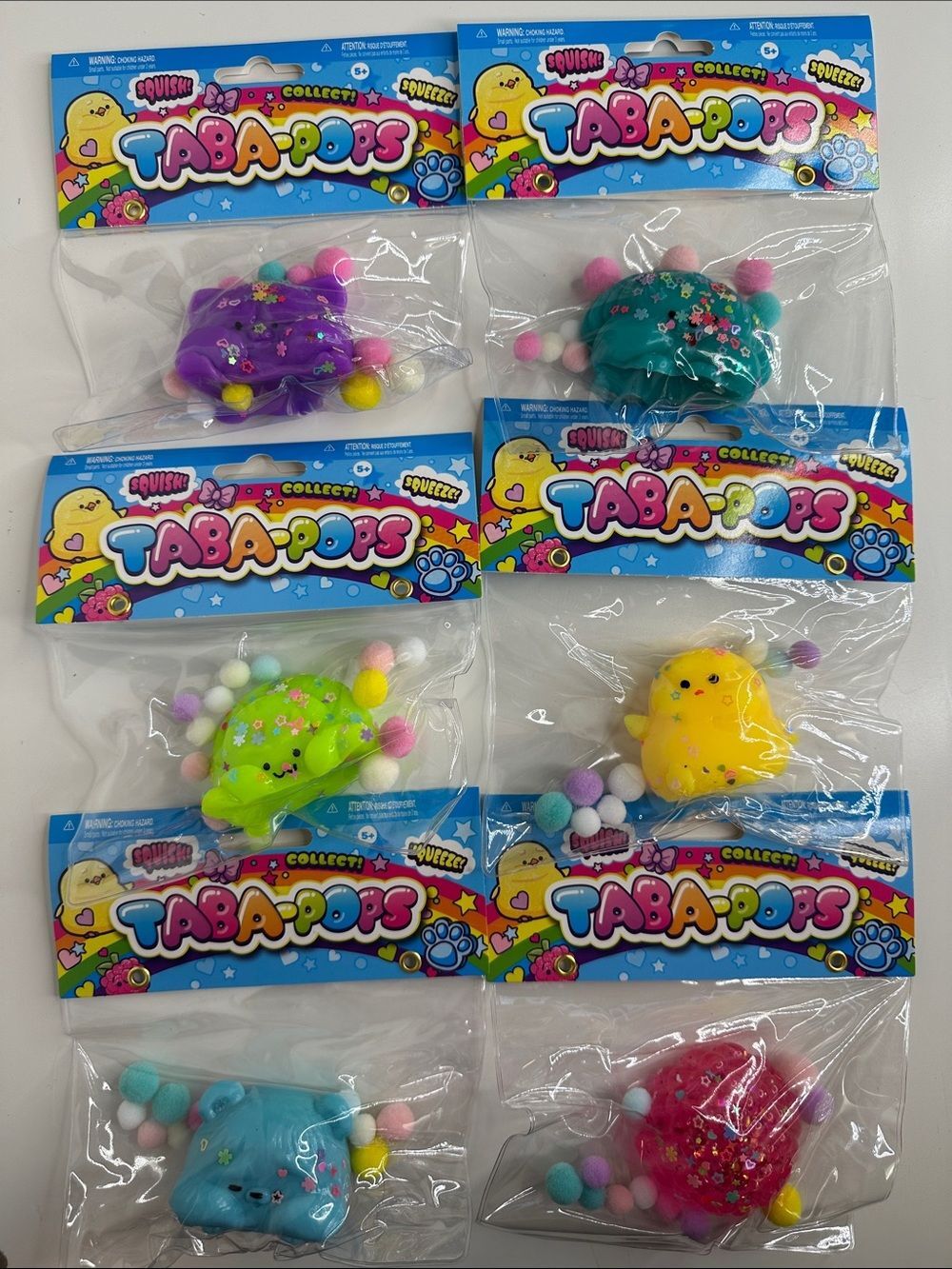 TABA-POPS Squishy Sensory Fidget Toys- Turtle, Chick, Dog, Cat, Bear, Berry -ORB